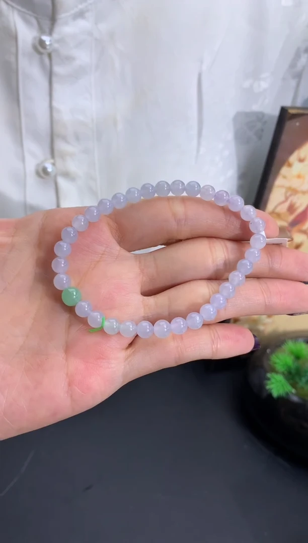 未镶嵌手串翡翠超级淡淡淡淡淡淡淡淡淡淡紫 卡5.3-5.6mm