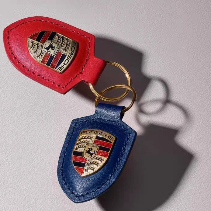 【官方正品】Porsche 保时捷经典系列盾徽 钥匙圈真皮钥匙扣钥匙链