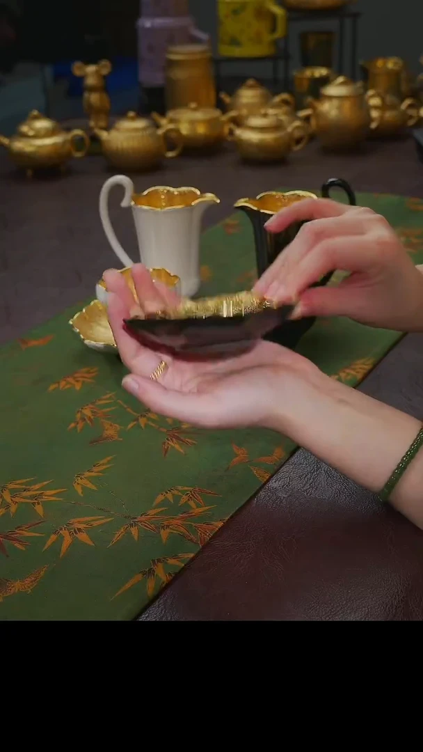 茶杯紫砂【宜景窑黑帝鎏金系列】杯垫