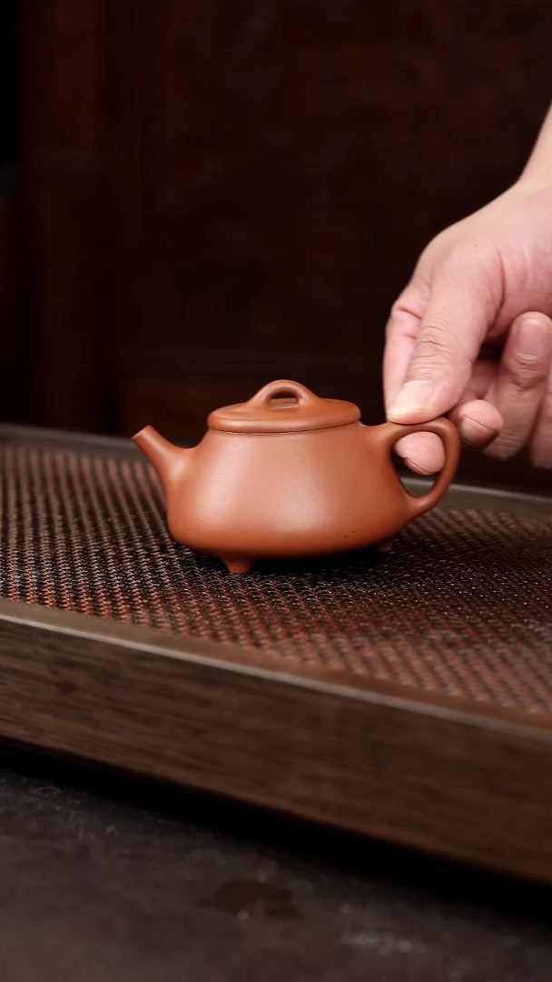 茶壶紫砂大红泥士恒石瓢