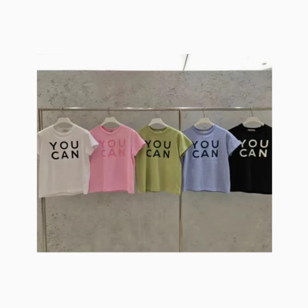 现~6pence女2025 时尚圆领字母宽松减龄短袖T恤