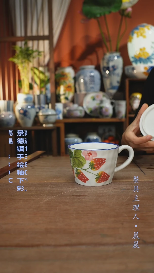 瓷片【简家甄选】景德镇设计师釉下手绘陶瓷餐具