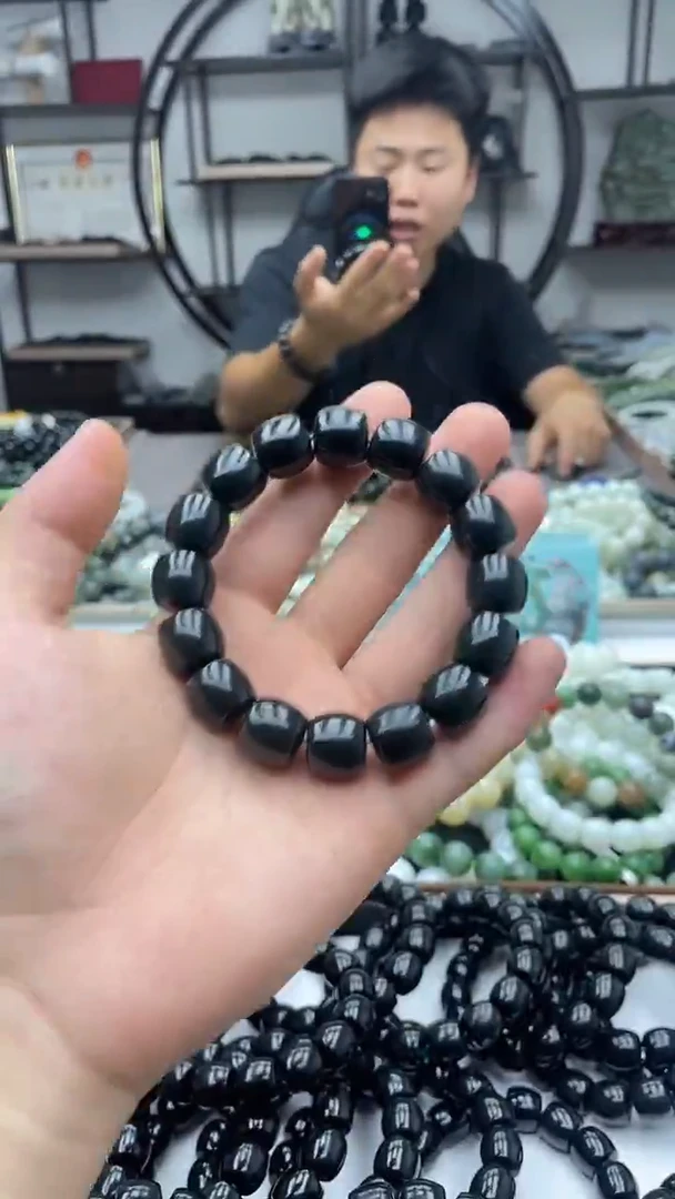 手串未镶嵌和田玉纯天然新疆塔县黑青14直切