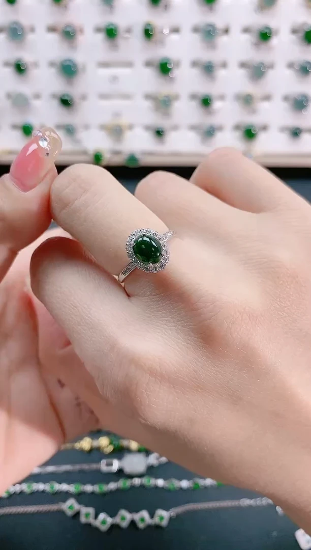 【闪购商品】翡翠戒指银S925镶嵌 天然翡翠