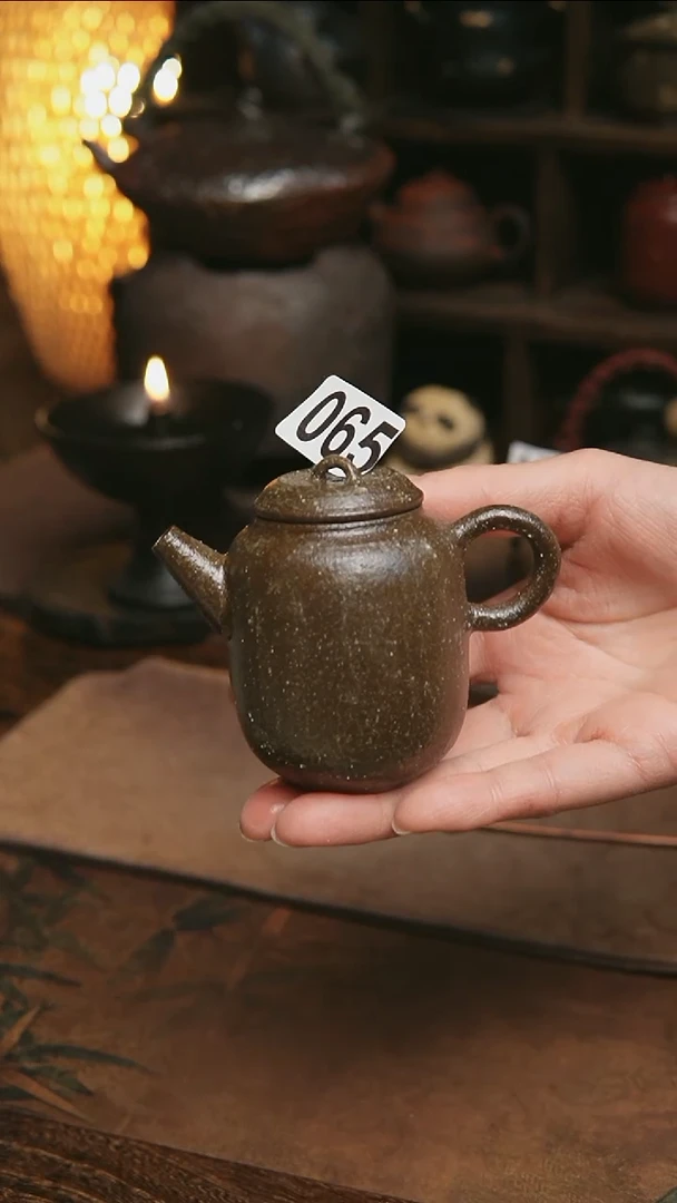 065紫砂全手工粉引茶壶满容100毫升