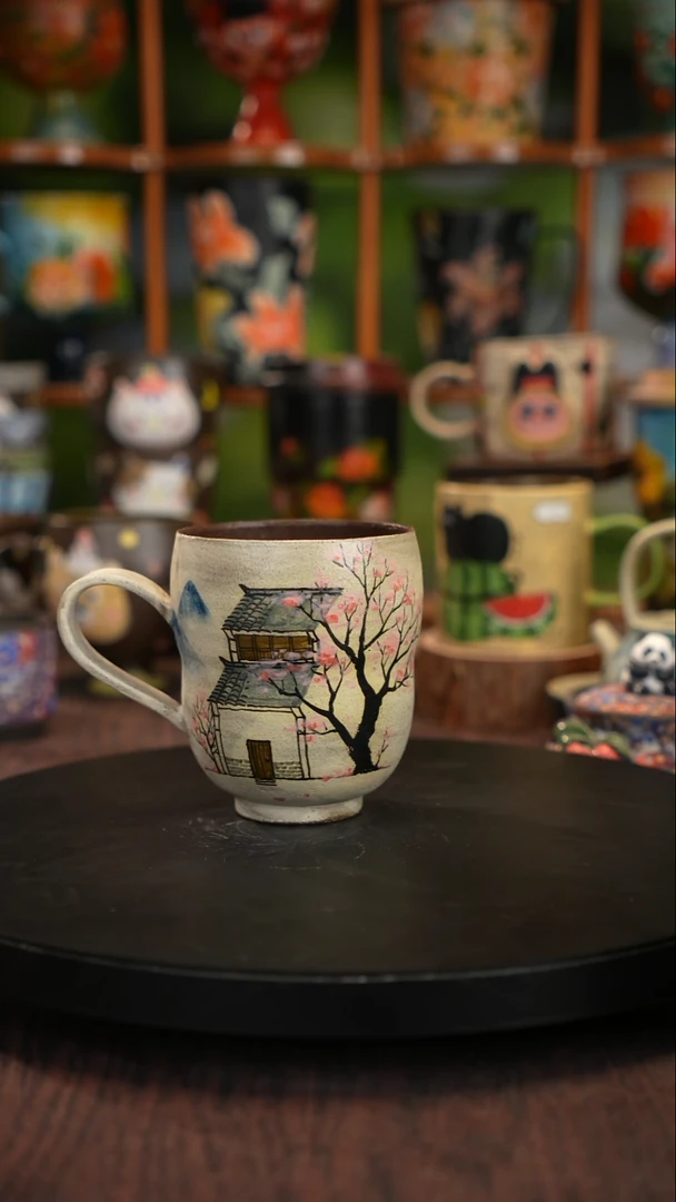 釉下手绘陶瓷紫砂杯