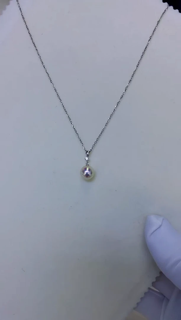 18K金镶嵌饰品海水珍珠M家钻石王妃吊坠不含链