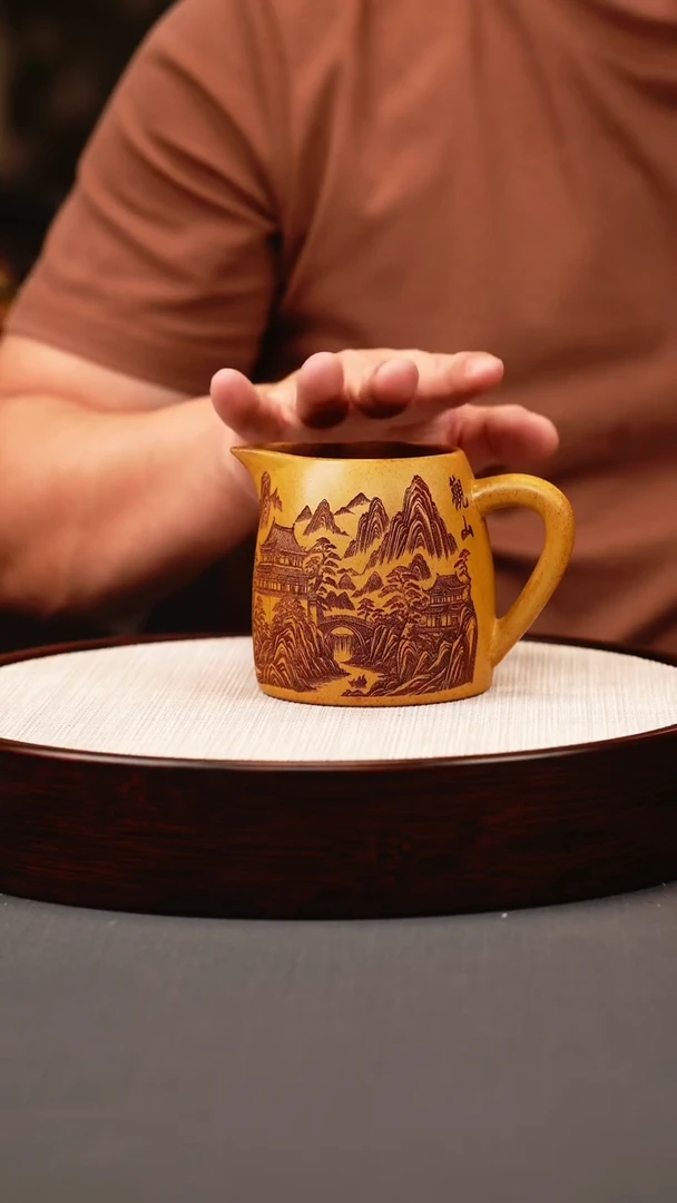 茶壶紫砂龙骨金砂 山水公道杯