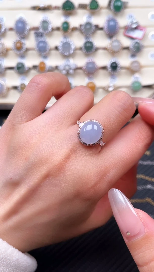 【闪购商品】翡翠戒指银S925镶嵌天然A货翡翠