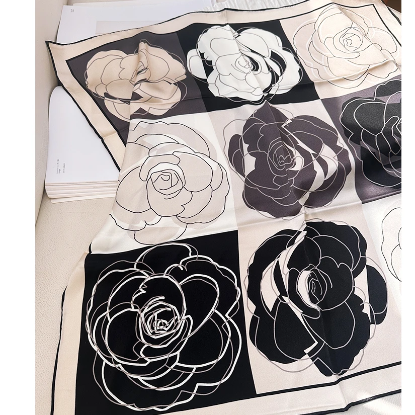 「宫格画」70cm双面缎23姆米桑蚕丝真丝方巾高品质披肩丝巾