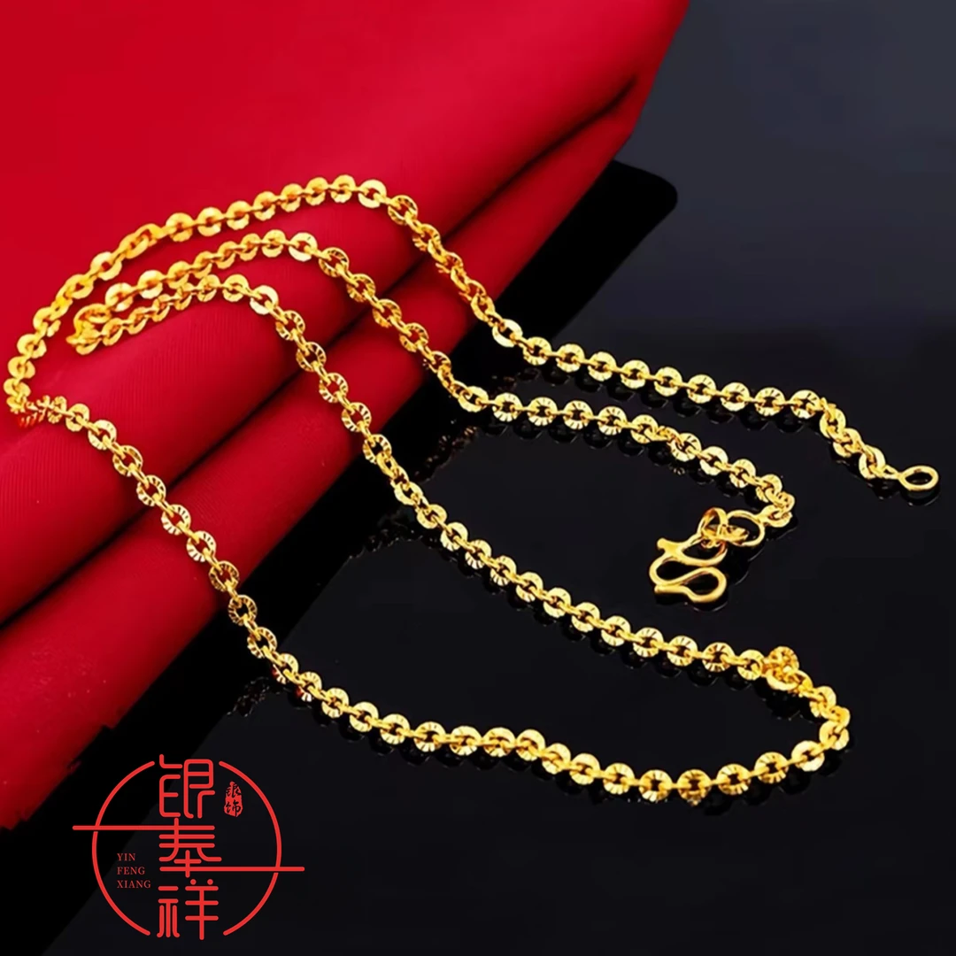 链子足银 足银9999 星光闪O字链简约百搭女士项链气质素款