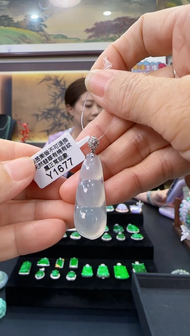颈饰18K金镶嵌翡翠Y1677豆