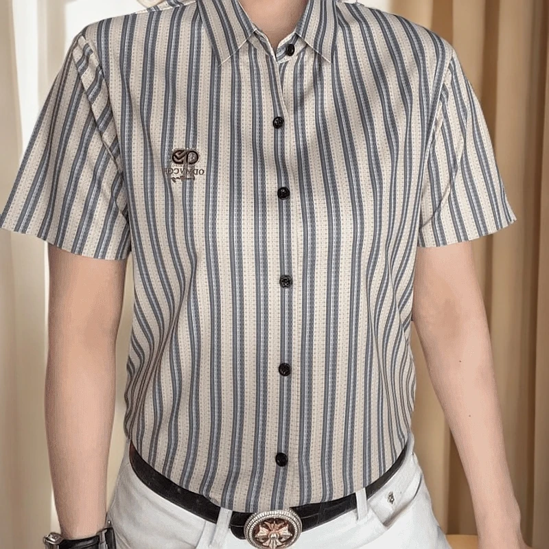 2025专柜品质男士夏季新款时尚印花修身百搭商务短袖polo衫休闲