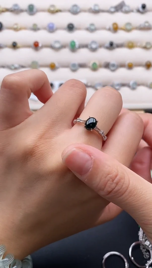 银S925镶嵌戒指翡翠3333333+3