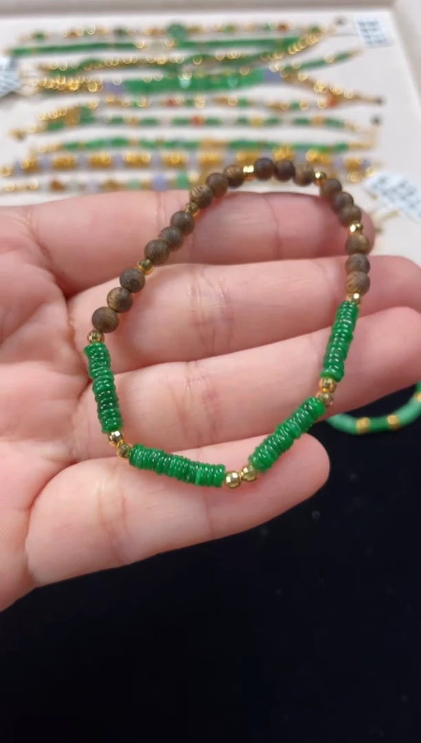 18K金镶嵌手串翡翠多样性   发货一条   P425