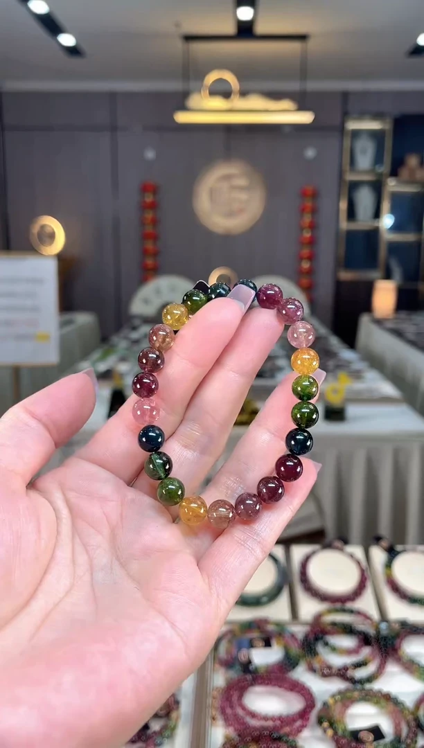 未镶嵌收藏级老矿碧玺色标单圈手串8mm+碧玺hon多样性发一条