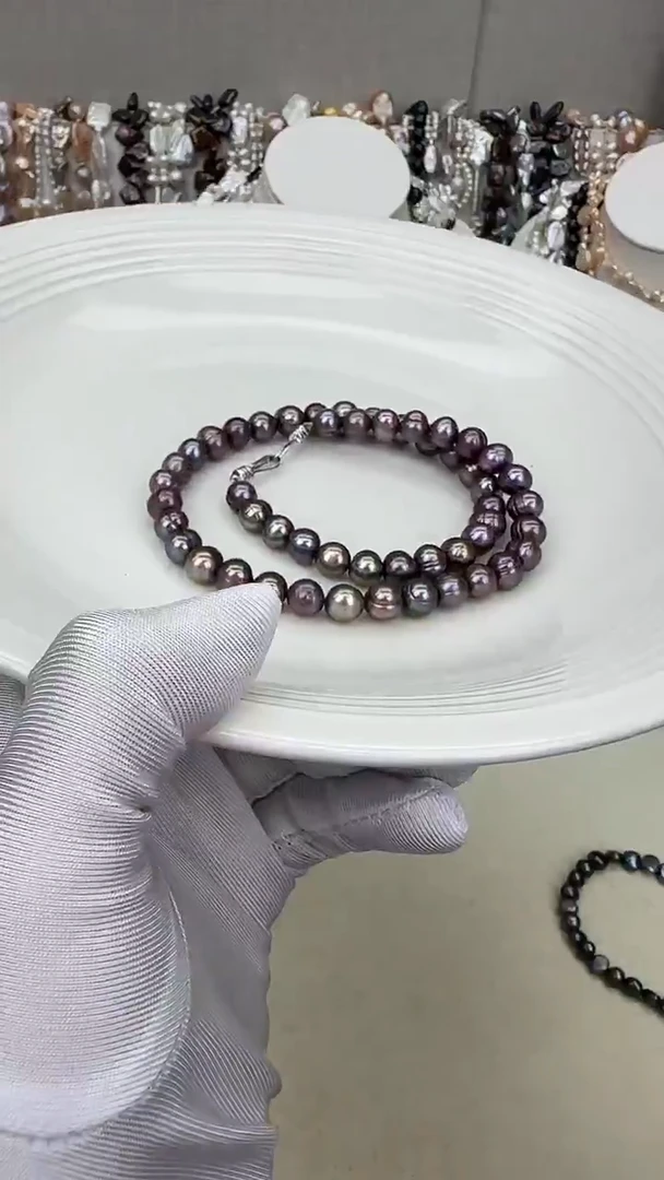 颈饰银S925镀金镶嵌淡水珍珠1