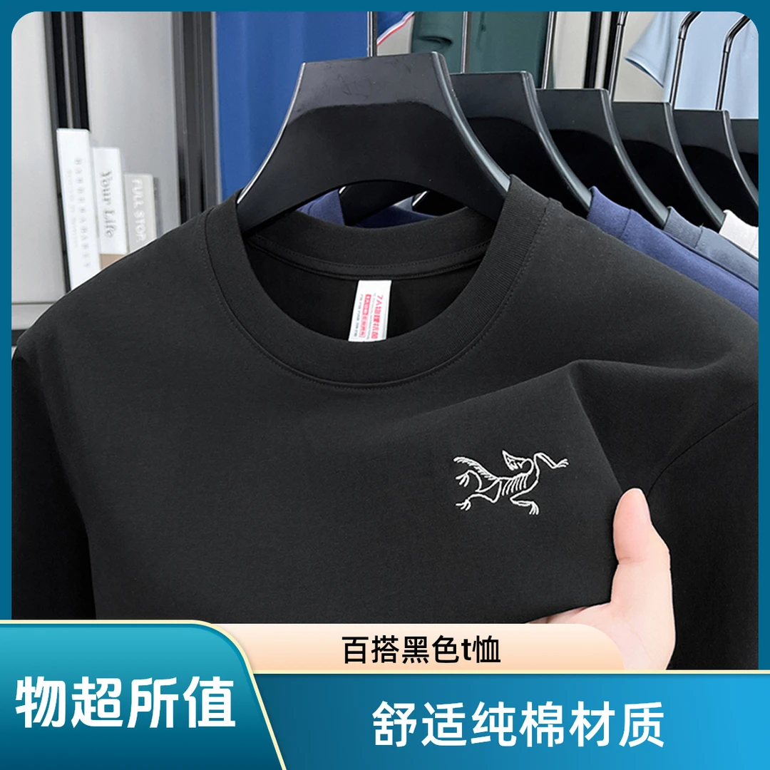【专柜同款爆款】2025新款短袖T恤男款中青年休闲圆领品牌推荐潮牌