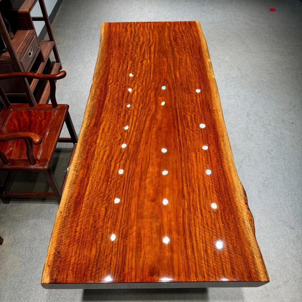 整切实木大板桌210*85-87*8.1茶桌书桌办公桌餐桌单板加脚架