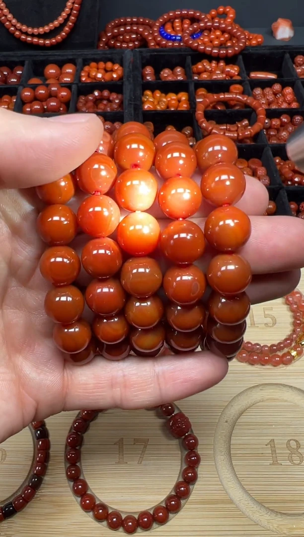 未镶嵌圆珠南红玛瑙圆珠12mm+ 单圈