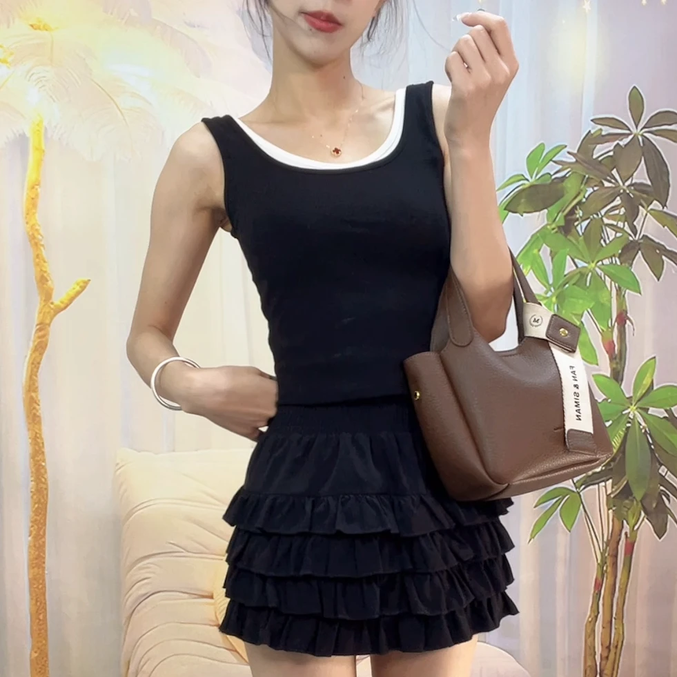 美式假两件吊带背心女夏季新款设计感小众辣妹外穿显瘦遮副乳591