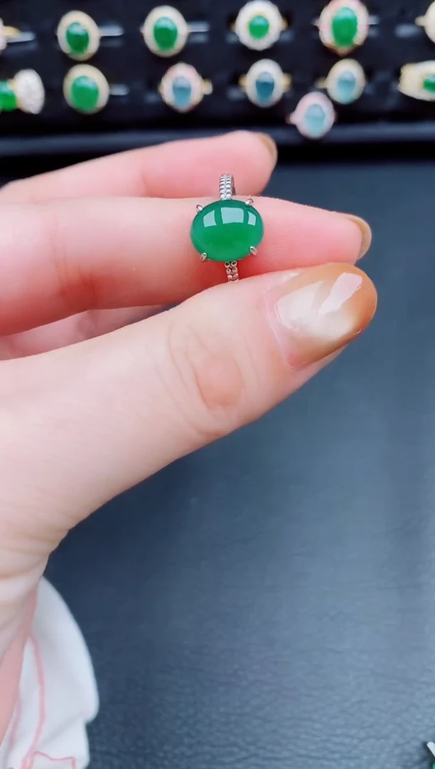 【闪购商品】翡翠戒指银S925镶嵌天然a货翡翠31