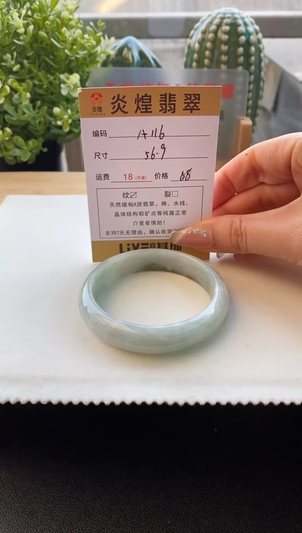 未镶嵌手镯翡翠圈口56.9编码a116