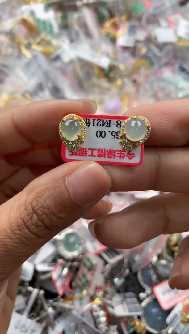 银S925镶嵌戒指翡翠6666    7