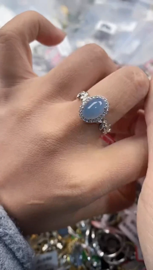 银S925镶嵌戒指翡翠111---2