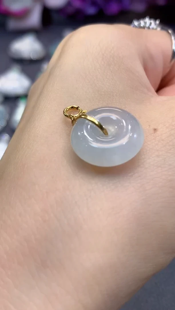 吊坠(不含链)18K金镶嵌翡翠A4