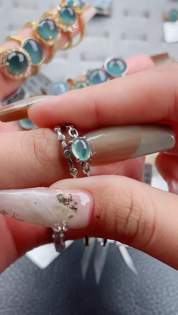 【闪购商品】翡翠戒指银S925镶嵌戒指38