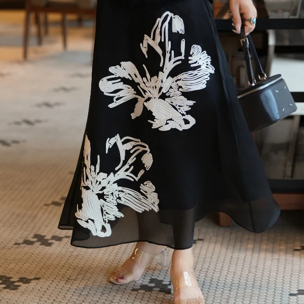 爱妃原创【新意】新中式重工刺绣高腰国风半身裙86820