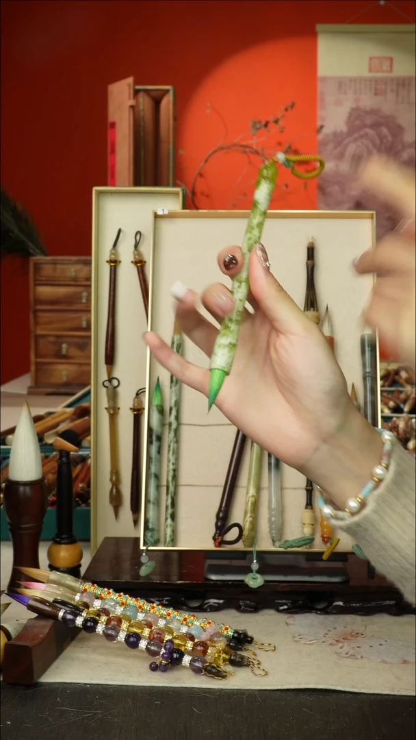 42号闪孤品高货毛笔链接 清水试笔 蘸墨不退