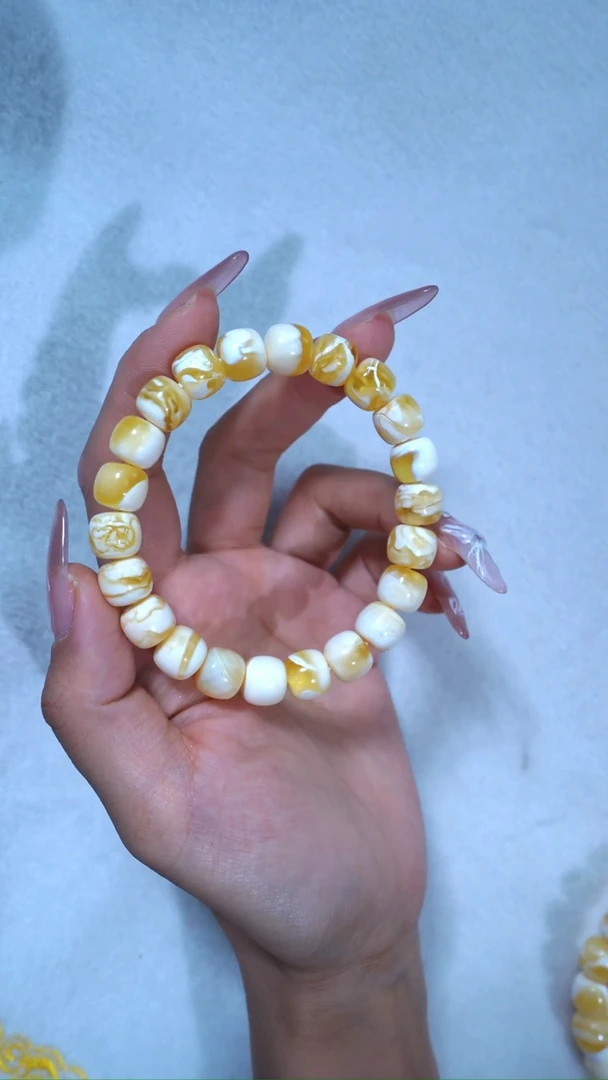 【闪购商品】蜜蜡手链未镶嵌典藏级10.2mm金漆瓷白妖孽