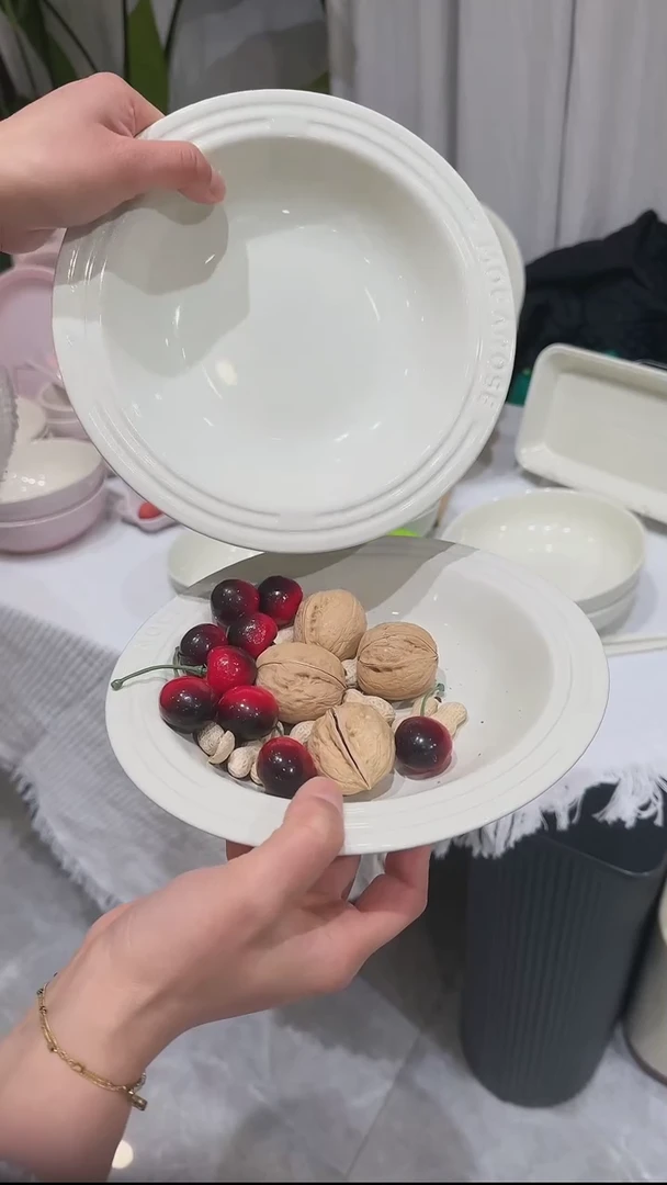 【闪购商品】瓷【2个装】奶油白草帽盘-20cm