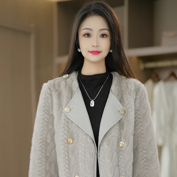 韩版优雅秋冬新款法式名媛小香风短款外套M-4XL