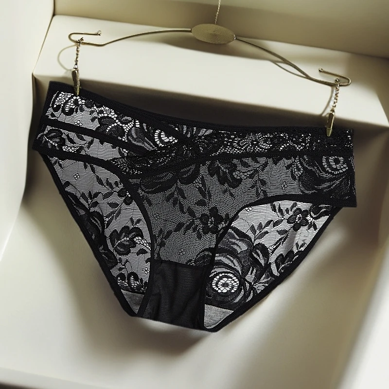新款性感蕾丝夏季女士内裤中腰高弹舒适透气柠檬石墨烯抗菌裆
