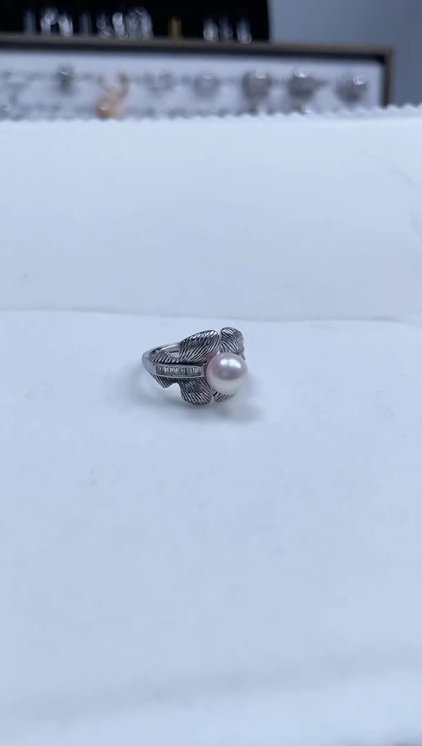 【闪购商品】海水珍珠戒指银S925镶嵌四是如意款珍珠戒指