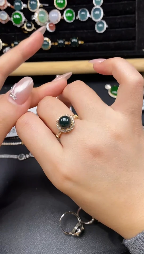 银S925镶嵌戒指翡翠26522