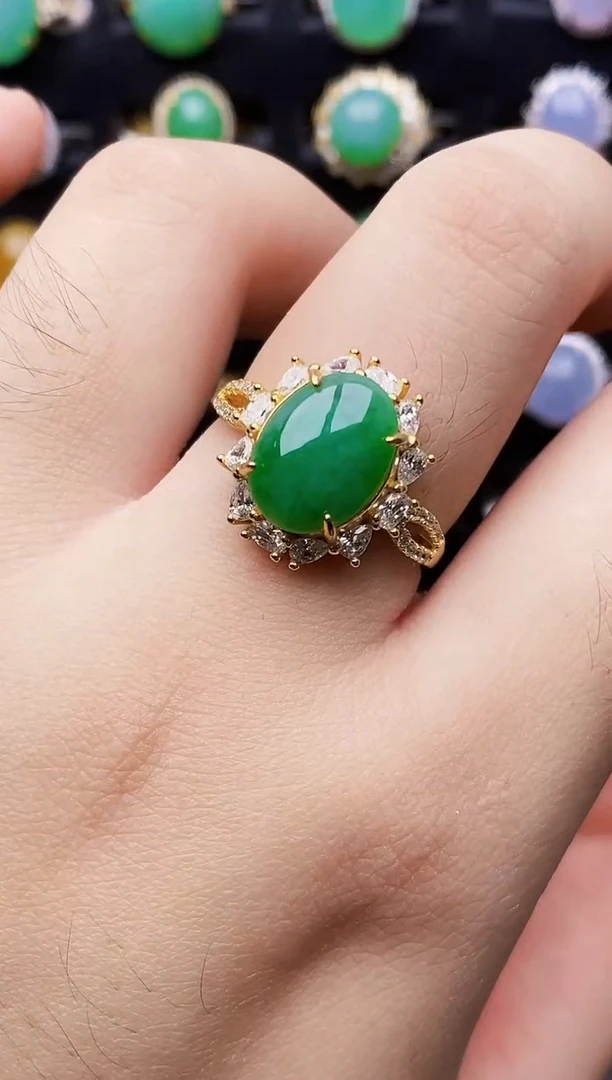 银S925镶嵌戒指翡翠6019