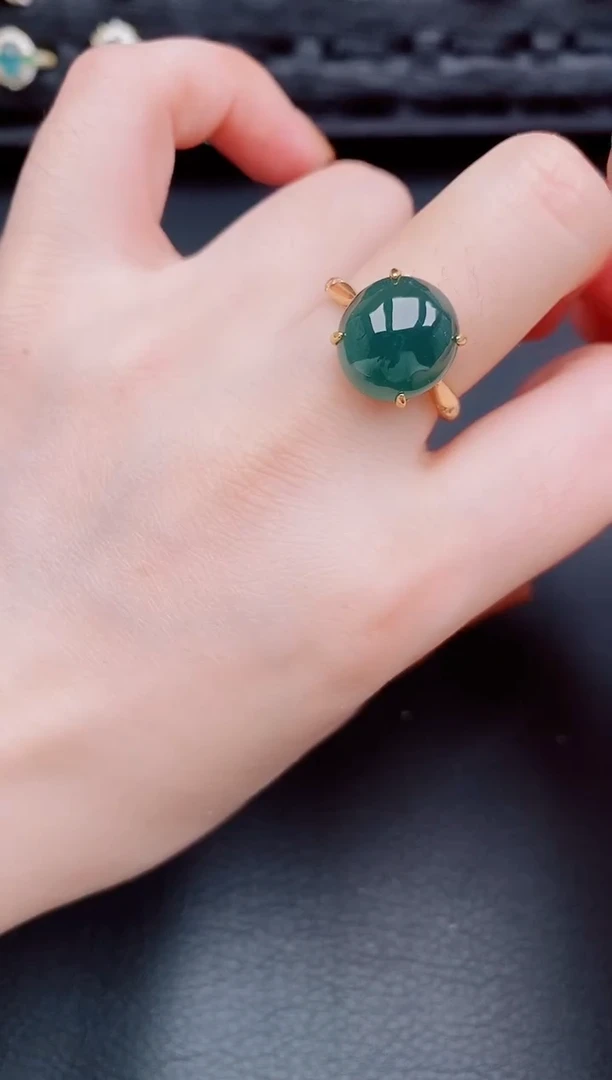 【闪购商品】翡翠戒指银S925镶嵌天然a货翡翠119