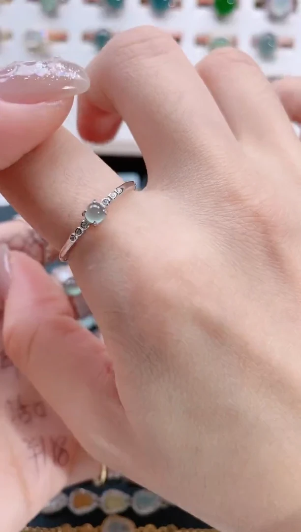 银S925镶嵌戒指翡翠天然翡翠