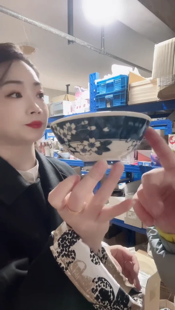 瓷片日本进口伊陶蓝花13cm碗