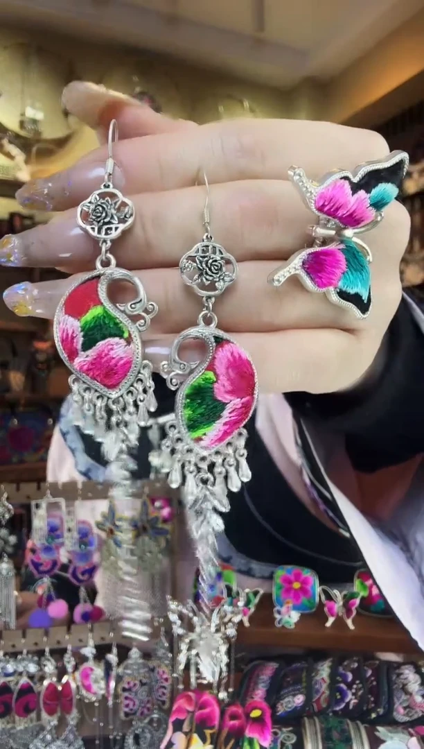 刺绣非遗刺绣民族风耳环