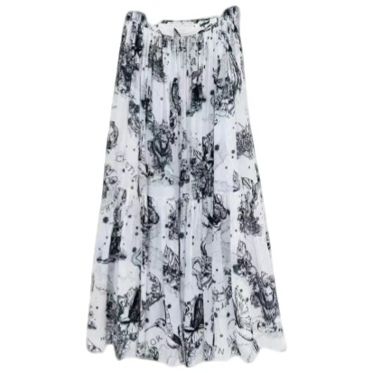 夏季薄款星座系列茹伊印花拼接洋气休闲长款半裙-8091