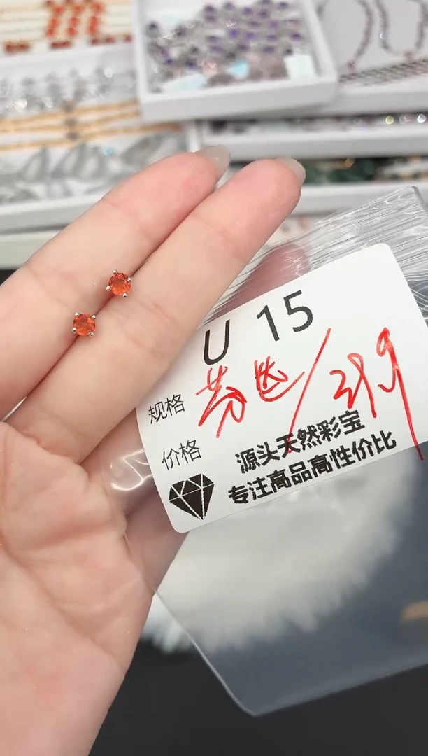 银S925镶嵌耳饰石榴石多样性发一U15