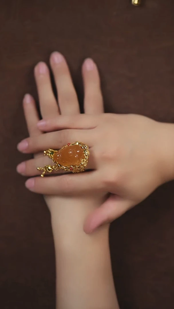 水晶戒指银S925镶嵌闪购 金发晶