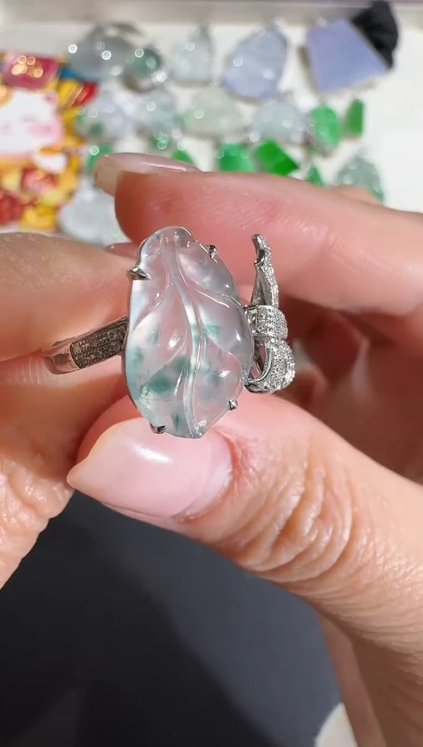 【闪购商品】翡翠戒指18K金镶嵌【源头工厂】钻石镶嵌