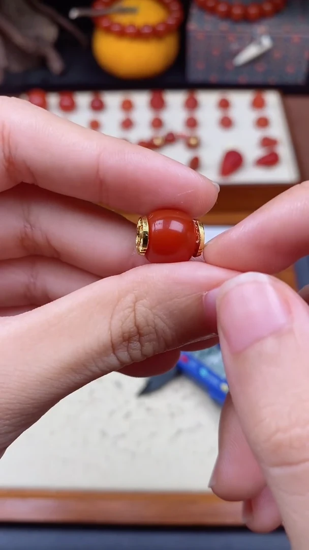 合金南红玛瑙珠宝奇石大金管