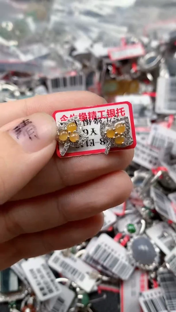 银S925镶嵌戒指翡翠天然A货缅甸翡翠
